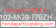 Honda 80102-MG9-770ZH genuine part number image