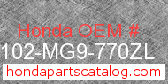 Honda 80102-MG9-770ZL genuine part number image