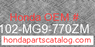 Honda 80102-MG9-770ZM genuine part number image