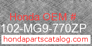 Honda 80102-MG9-770ZP genuine part number image