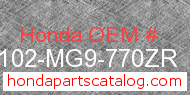 Honda 80102-MG9-770ZR genuine part number image