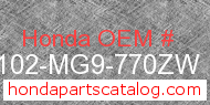 Honda 80102-MG9-770ZW genuine part number image