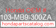 Honda 80103-MB9-300ZA genuine part number image