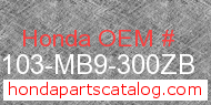 Honda 80103-MB9-300ZB genuine part number image