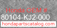 Honda 80104-KJ2-000 genuine part number image