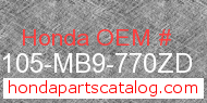 Honda 80105-MB9-770ZD genuine part number image