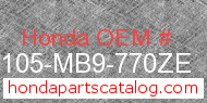 Honda 80105-MB9-770ZE genuine part number image