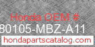 Honda 80105-MBZ-A11 genuine part number image