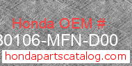 Honda 80106-MFN-D00 genuine part number image