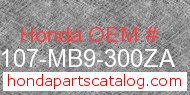 Honda 80107-MB9-300ZA genuine part number image