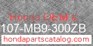 Honda 80107-MB9-300ZB genuine part number image