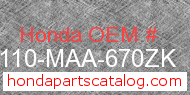 Honda 80110-MAA-670ZK genuine part number image