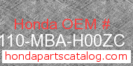 Honda 80110-MBA-H00ZC genuine part number image