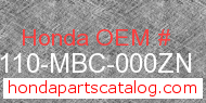 Honda 80110-MBC-000ZN genuine part number image