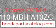 Honda 80110-MBH-A10ZC genuine part number image