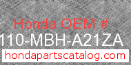 Honda 80110-MBH-A21ZA genuine part number image