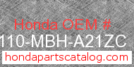 Honda 80110-MBH-A21ZC genuine part number image