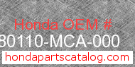 Honda 80110-MCA-000 genuine part number image
