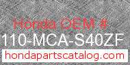 Honda 80110-MCA-S40ZF genuine part number image