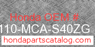 Honda 80110-MCA-S40ZG genuine part number image