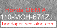 Honda 80110-MCH-671ZJ genuine part number image