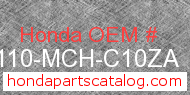 Honda 80110-MCH-C10ZA genuine part number image