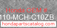 Honda 80110-MCH-C10ZB genuine part number image