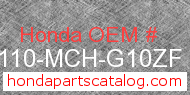 Honda 80110-MCH-G10ZF genuine part number image