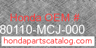 Honda 80110-MCJ-000 genuine part number image