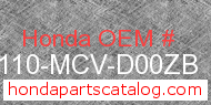 Honda 80110-MCV-D00ZB genuine part number image