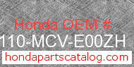 Honda 80110-MCV-E00ZH genuine part number image