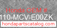 Honda 80110-MCV-E00ZK genuine part number image