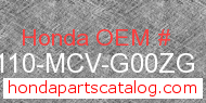 Honda 80110-MCV-G00ZG genuine part number image