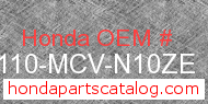 Honda 80110-MCV-N10ZE genuine part number image