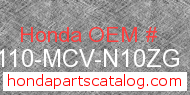 Honda 80110-MCV-N10ZG genuine part number image
