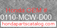 Honda 80110-MCW-D00 genuine part number image