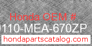 Honda 80110-MEA-670ZP genuine part number image