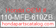 Honda 80110-MFE-610ZB genuine part number image