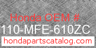 Honda 80110-MFE-610ZC genuine part number image