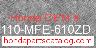 Honda 80110-MFE-610ZD genuine part number image
