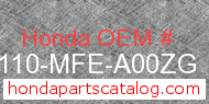 Honda 80110-MFE-A00ZG genuine part number image