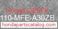 Honda 80110-MFE-A30ZB genuine part number image