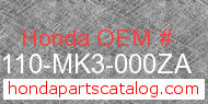 Honda 80110-MK3-000ZA genuine part number image