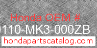 Honda 80110-MK3-000ZB genuine part number image