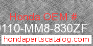 Honda 80110-MM8-830ZF genuine part number image