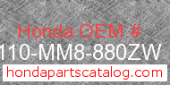 Honda 80110-MM8-880ZW genuine part number image