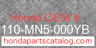 Honda 80110-MN5-000YB genuine part number image