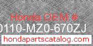 Honda 80110-MZ0-670ZJ genuine part number image