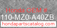 Honda 80110-MZ0-A40ZB genuine part number image