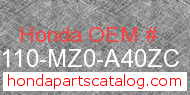 Honda 80110-MZ0-A40ZC genuine part number image